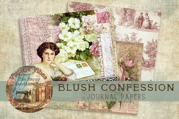 Blush Confession Journal Papers: A Vintage Design Asset