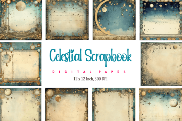 Celestial Moon Scrapbook: Elevating Digital Design with Cosmic Charm