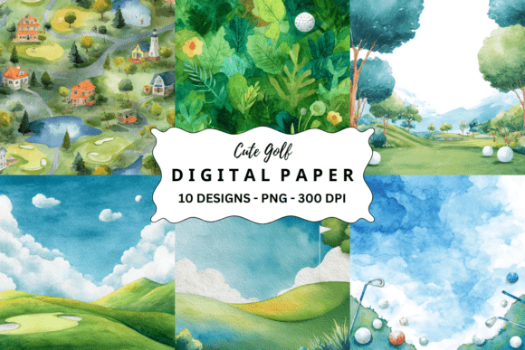 Charming Watercolor Golf Graphics for Creative Projects