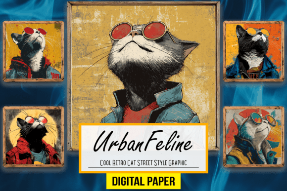 Cool Retro Cat Street Style: A Feline Twist on Urban Graphic Art