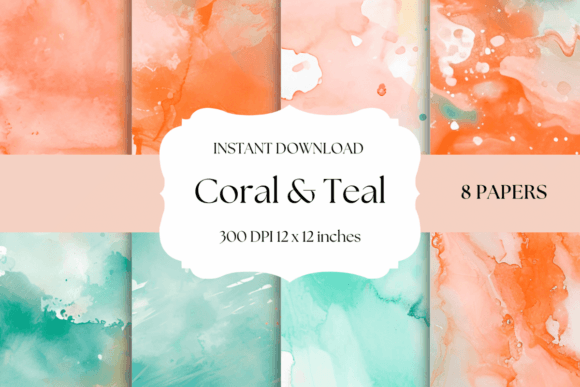 Coral and Teal Digital Background: A Designer's Fresh Palette