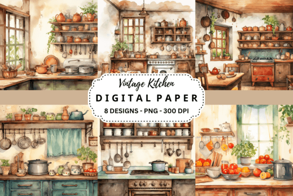 Infusing Nostalgia: Using Vintage Kitchen Watercolor Backgrounds