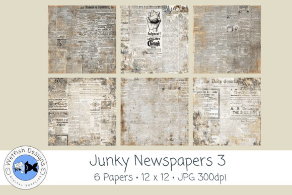 Junky Newspapers 3: Authentic Vintage Texture for Junk Journals