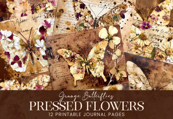 Pressed Flowers Grunge Butterfly Papers: A Creative Toolkit