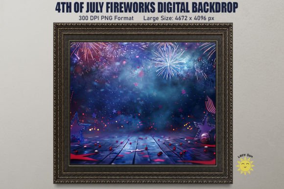 Stunning 4th of July Fireworks Digital Backdrop for Your Photos