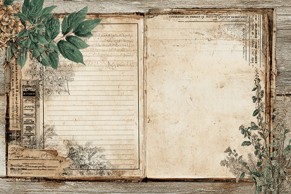Vintage Botanical Junk Journal Pages: A Designer's Asset