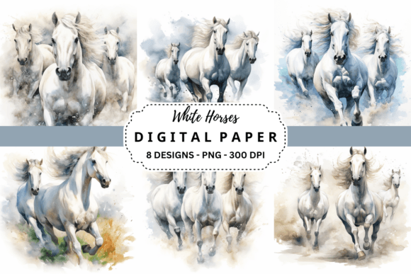 Watercolor White Horses Background: Creative Uses & Design Guide